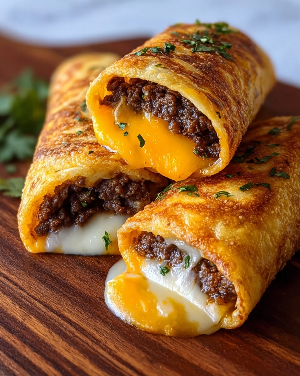 Easy Garlic Butter Beef Cheeseburger Rollups Recipe - Recipe Image