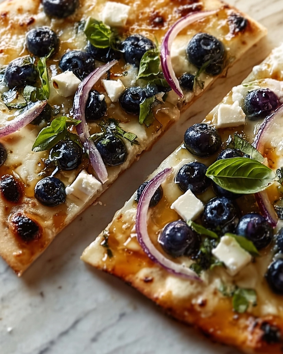 Blueberry Feta & Honey-Caramelized Onion Naan Pizza Recipe - Recipe Image