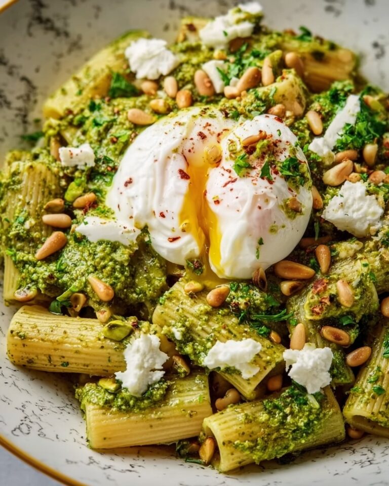 Lemon Pesto Rigatoni with Burrata & Roasted Pine Nuts Recipe