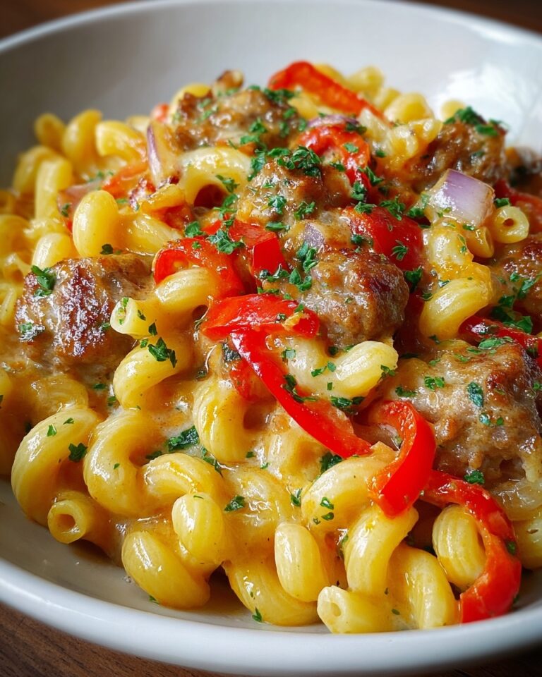 Easy Sausage Mac and Cheese with Peppers and Onions Recipe
